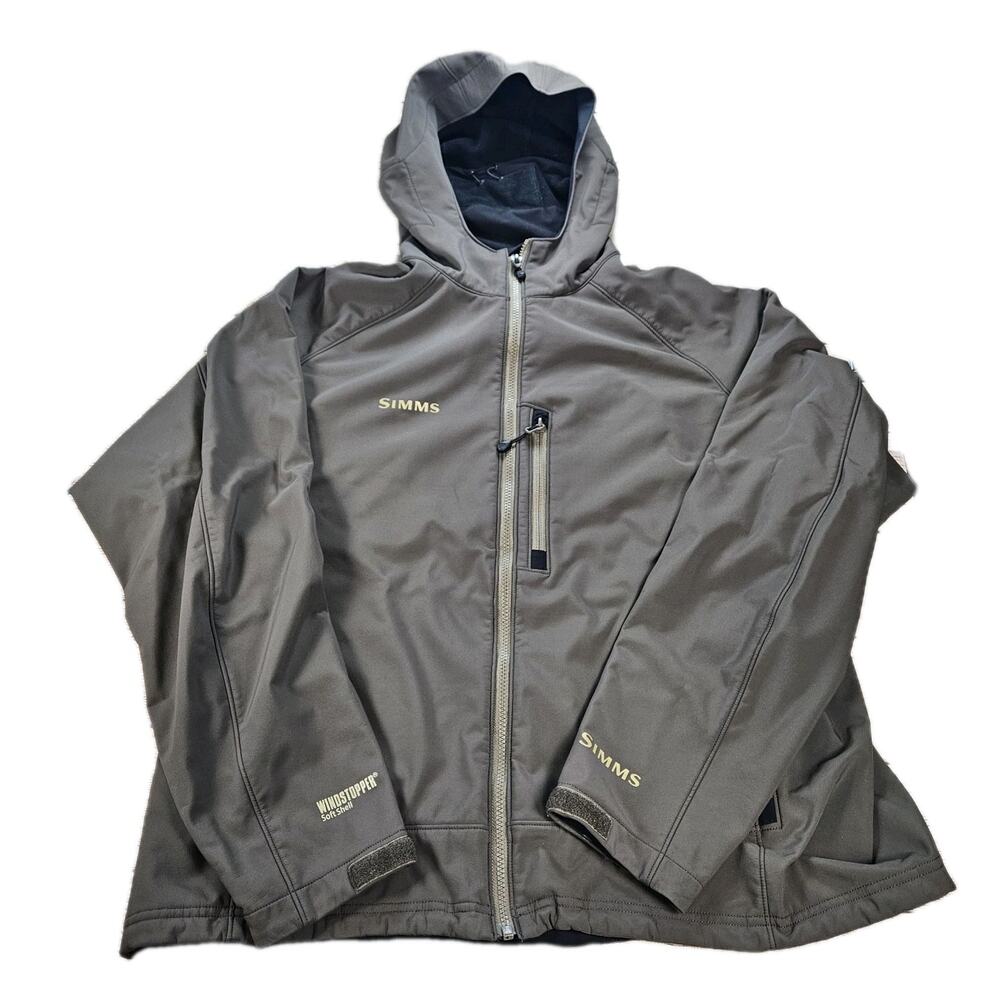 Simms Jacket Mens Medium Brown Softshell Hooded W… - image 1
